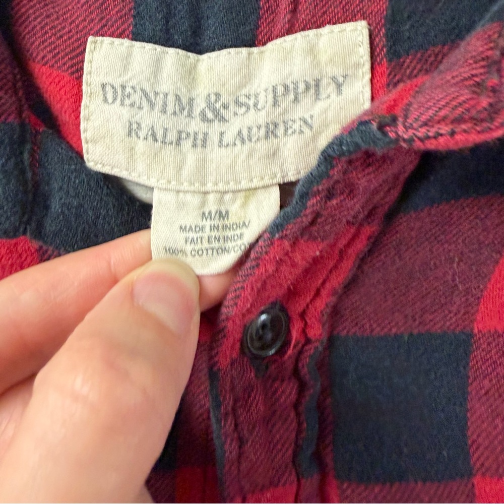 Denim & Supply Ralph Lauren Red and Black Flannel Size Medium - Picture 2 of 4